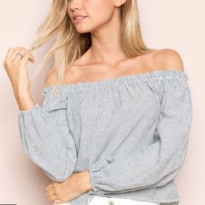 Brandy Melville Striped off the shoulder top
